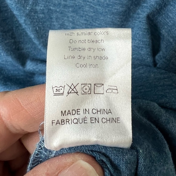 Blue Short Sleeve V-Neck Pullover Cotton Size S - Picture 5 of 7